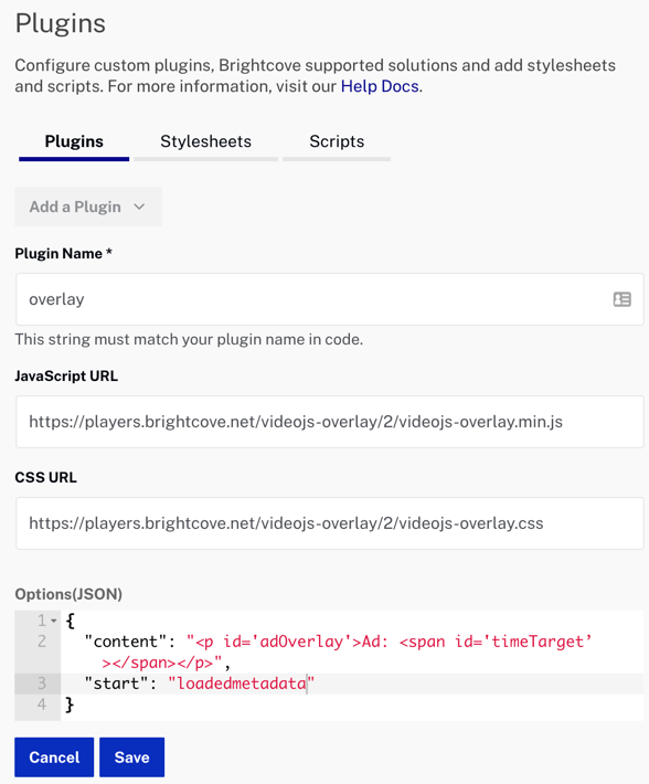 Konfigurieren Sie das Overlay-Plugin