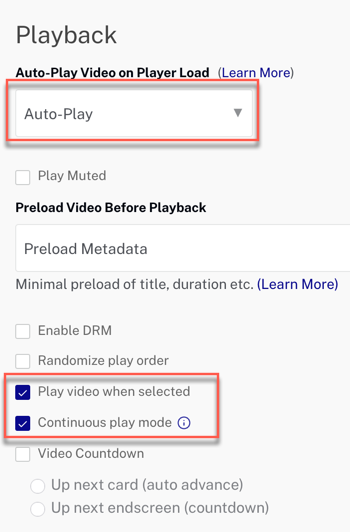 Stellen Sie Autostart und Play ein, wenn ausgewählt