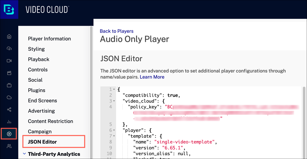 Spieler-Konfiguration JSON